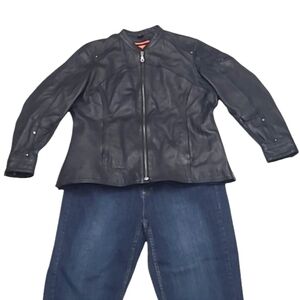 First Classics Genuine Leather Biker Jacket Zip Up Removable Liner Motorcycle